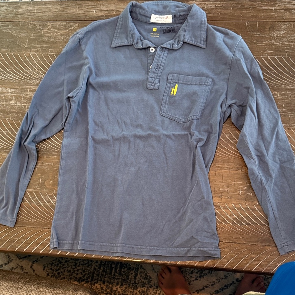 johnnie-O Blue Long Sleeve Polo Shirt